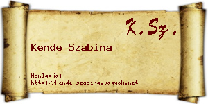 Kende Szabina névjegykártya